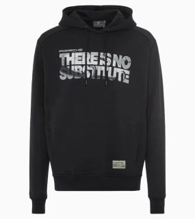 PORSCHE Hoodie There Is No Substitute Mikina klokanka s kapucí volnočasová s náplety černá